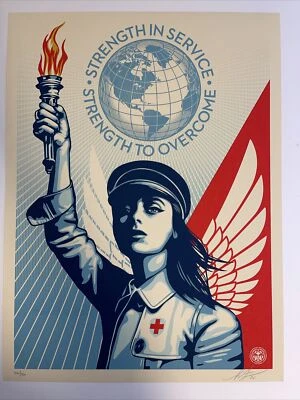 Póster impreso artístico de Shepard Fairey OBEY Angel of Hope & Strength Health Care 2020 Foto 1 de 4