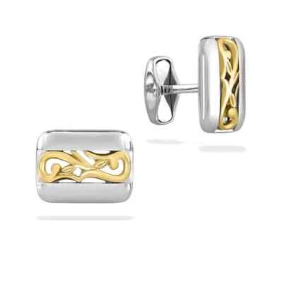 Simple Stunning Filigree Design Men's Fine Cufflinks In 10K Multi Tone Gold - Image 1 of 2