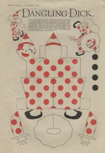 Muñeca de papel colgante Dick el payaso revista McCall página 1918 - Imagen 1 de 1