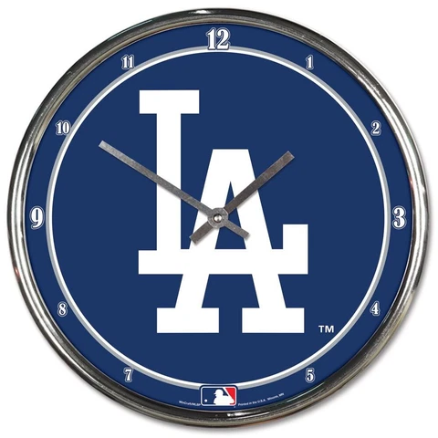 LOS ANGELES DODGERS LOGO 12" CHROME ROUND WALL CLOCK NEW WINCRAFT ⚾ Cover