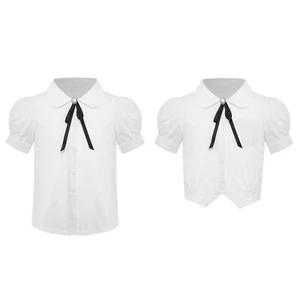 UK Girls School Uniform Shirt Cotton Oxford Blouse Button Down Casual Tunic Tops - Picture 1 of 28