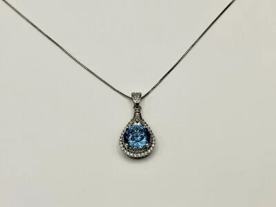 Hermoso Colgante Corazón Diamante Púrpura Creado en Laboratorio 10 quilates Lleno Oro Blanco 18kt Foto 1 de 4