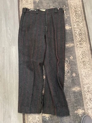 Pantalones de caza de lana pesada Woolrich Malone de colección gris rojo a rayas 38x42 Foto 1 de 4