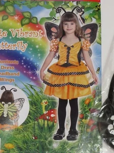 Naranja Vibrante Vestido Mariposa Disfraz Niña 3 Piezas 1507 NUEVO Niña S 4-6 - Imagen 1 de 3