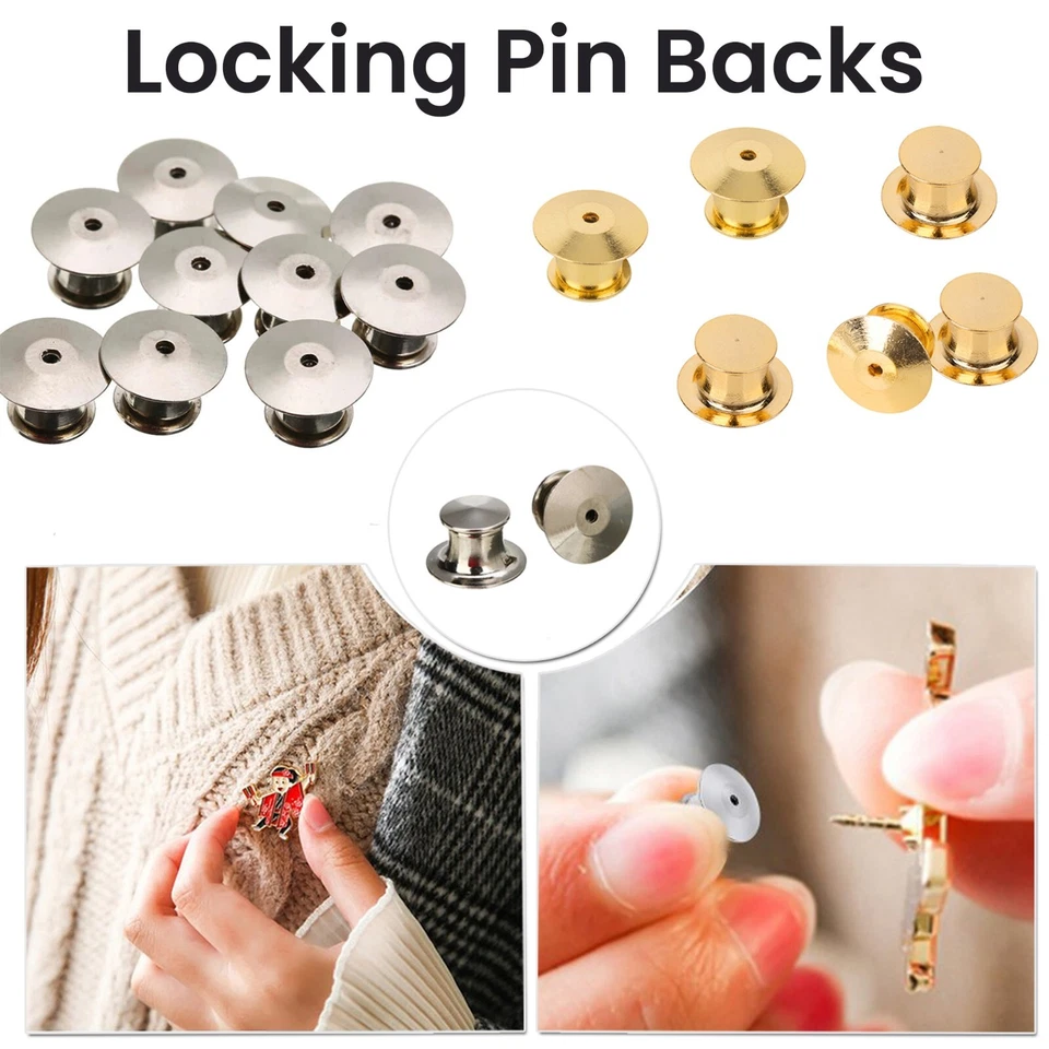 Locking Pin Badge Backs - 10/20/30pcs Brass Fastener Clasps for Secure Jewelry - Image 1 of 1