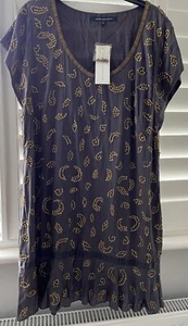 FRENCH CONNECTION TUNIC DRESS STEEL GREY METAL SEQUINS UK SIZE 16 New - Picture 1 of 9