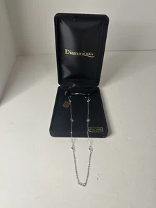 Vintage 14k Weißgold Diamonique Halskette mit Box NEU - Bild 1 von 4