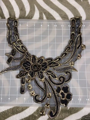 Embroidered Flower Lace Trims Appliques Neckline Sew Embellishment Party Costume - Image 1 of 4