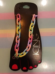 Icing From Claire's Anklet Colorful Paper Clip Chain Girls Women New With Tag - Picture 1 of 3