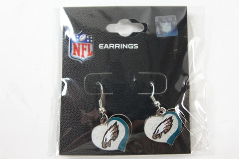 NFL Philadelphia Eagles Philadelphia Eagles Earrings Glitter Heart, Green, Small Cover