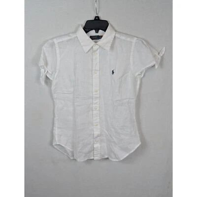 Polo Ralph Lauren Short Sleeve Collared Linen Shirt Girls Size SP - Image 1 of 4