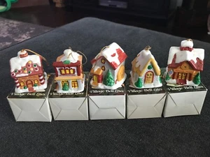 Set of 5 Vintage Village Bell Lites Christmas Ornaments - Picture 1 of 7