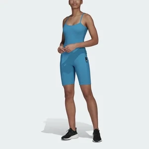 Adidas Womens Studio Lounge Ribbed Jumpsuit Sz Medium Blue Yoga Wrestling Gym - Picture 1 of 6
