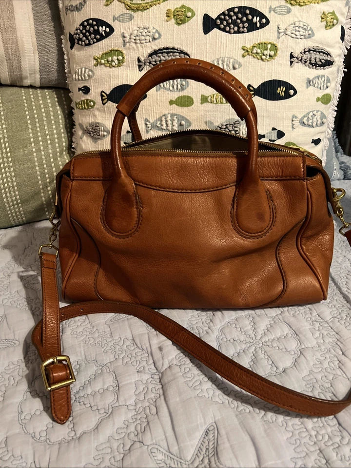 J Crew 棕色挎包真皮单肩包  — 第 1/4 张图片