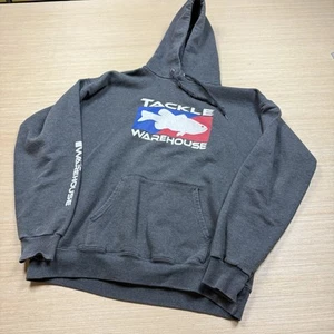 Vintage 90s Y2K Bass Fishing Hoodie Tackle Warehouse Men’s Medium Hanes Ultimate - Picture 1 of 8