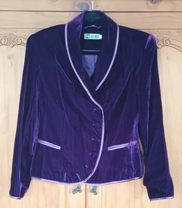 VCG Purple Velvet Shawl Collar Lined Blazer Jacket size 10 Brand = Together - Picture 1 of 7