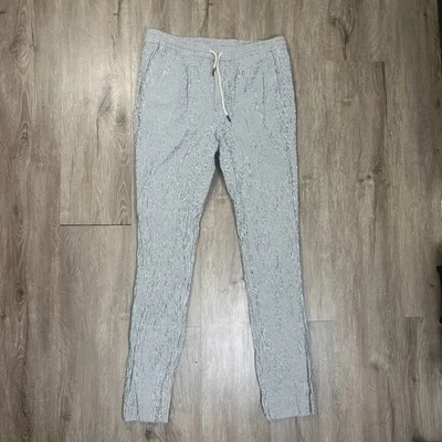 Boggi Milano Comfy Coulisse Trousers Seersucker Pants Medium Drawstring Blue - Image 1 of 4