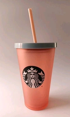 Starbucks 2019 Verano Naranja Mate Estampado Floral Tapa 16oz Vaso Frío NUEVO Foto 1 de 4