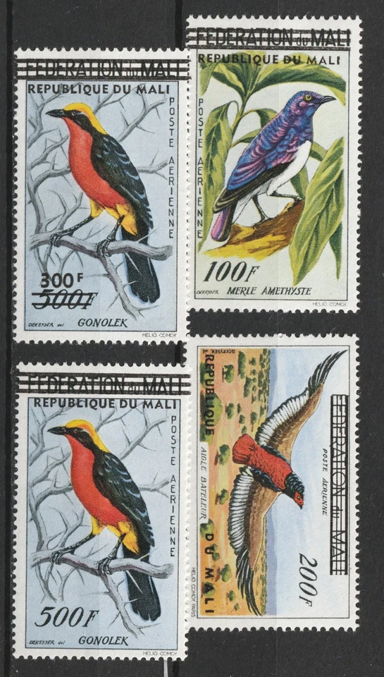 1960 Republique du Mali Sc# C5-8 (correo aéreo) aves tropicales. MH Cv$37,75 Foto 1 de 1
