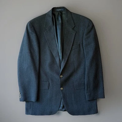 Vintage Polo University Club Blazer Medium Black Herringbone Wool New York RRL - Image 1 of 4