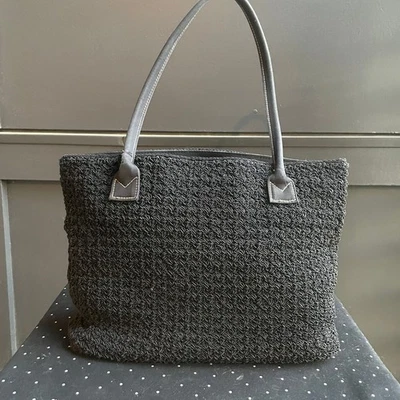 Vintage Hush Puppies Black Woven Tote Purse Bag — 第 1/4 张图片