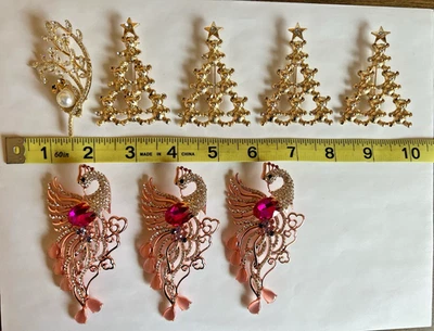 LOTE de broches de árbol de Navidad con estrás de cristal broches de pavo real pájaro oso juguete Foto 1 de 4