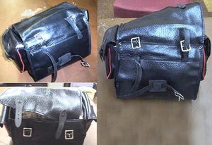 Bolso de viaje de vinilo negro para asiento de bicicleta con bolsillos laterales #643A - Imagen 1 de 1