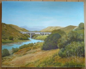 HARRINGTON, CALIFORNIA CA SCHOOL BONSALL BRIDGE San Diego County LANDSCAPE OIL - Picture 1 of 11