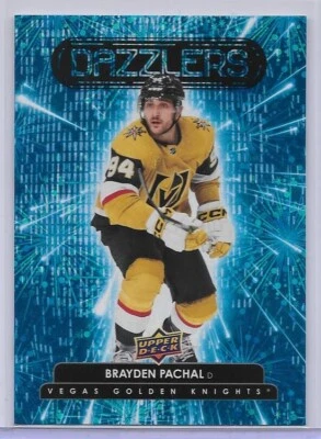 BRAYDEN PACHAL 22-23 UD EXT. BLUE DAZZLERS SP INSERT RC/CALGARY FLAMES - Image 1 of 2