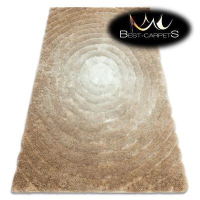 Amazing structural SHAGGY Rug "FLIM circles beige two fleece levels High Quality - Image 1 of 4