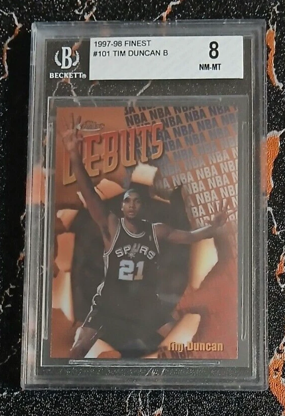 1997-98 Topps Finest #101 Tim Duncan ROOKIE RC BGS 8 NM-MT SAN ANTONIO SPURS HOF - Image 1 of 2