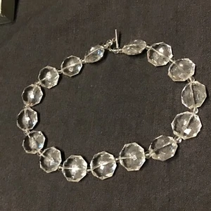 Vintage Acrylic? Lucite? Chunky Clear Beaded Necklace Choker 19” - Picture 1 of 4