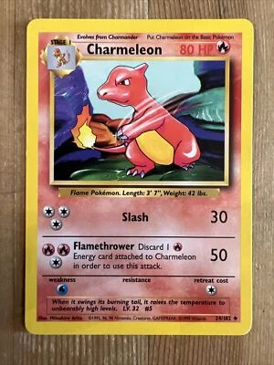 Pokémon TCG Charmeleon Base Set 24/102 Regular Unlimited Uncommon LP - Image 1 of 2