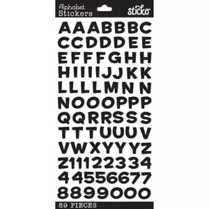 Crafts Sticko Sticker Pack Black Funhouse Alphabet Numbers Metallic - Picture 1 of 1