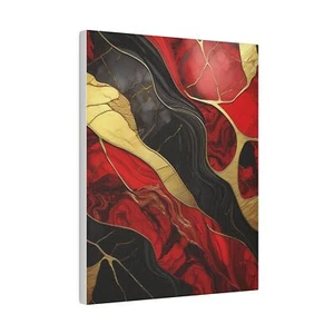 Wall Decor - Giclee Poster Art Print Brick Red Pattern Black and Gold Marble - Picture 1 of 10
