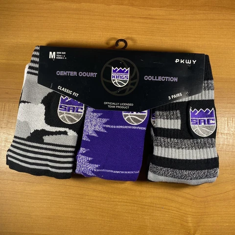 Sacramento Kings PKWY NBA 3-Pack Socks Medium Womens 3-8 Youth 1-6 New Cover