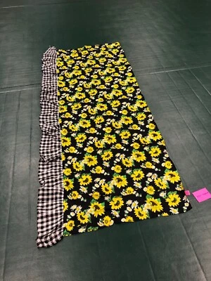 Vintage Wrap Betsey Johnson Scarf Oversize Sunflower Buffalo Check Ruffle  - Image 1 of 4