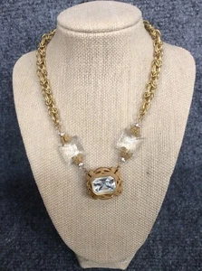 Schöne Vintage Miriam Haskell Kristall goldfarbene Halskette  - Bild 1 von 4