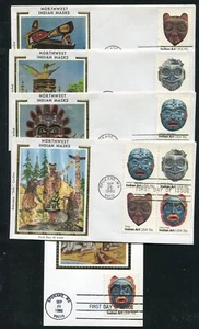 1834-1837 Pacific Northwest Indian Masks Colorano First Day Covers 1980 - Picture 1 of 2
