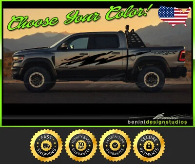 Mud Splash Racing Stripes Graphics Kit - Fits Dodge Ram TRX 1500 2500 3500 - Изображение 1 из 2