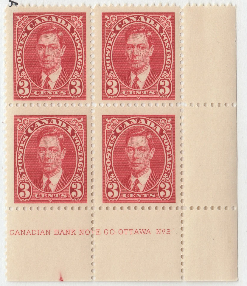 Canada: #233 3c Red KGV Mufti LR PB Plate2 Mint NH - Image 1 of 1