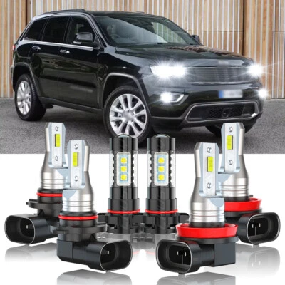 For 2011 2012 2013 Jeep Grand Cherokee Combo 6x 6000K LED Headlight + Fog Bulbs - Image 1 of 4