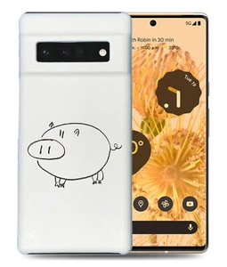 CASE COVER FOR GOOGLE PIXEL|CUTE PIG DRAWING SKETCH ART - Imagen 1 de 11