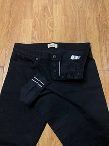 Baldwin Jeans Mens 34 Slim Denim Black Selvedge Button Fly Made USA Kansas City - Picture 1 of 10