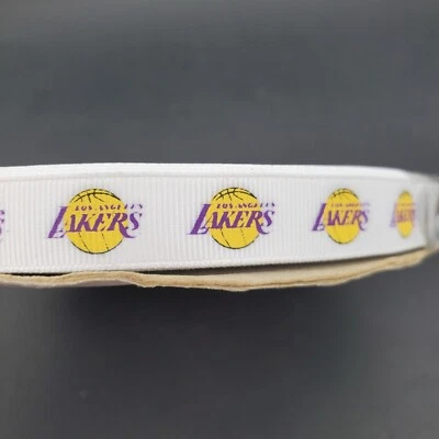 Vtg LA LAKERS Los Angeles Basketball 7/8" Grosgrain Ribbon BULK ROLL - 50 Yds? - Image 1 of 4