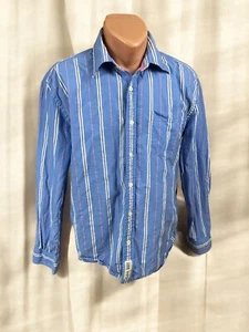 Pepe Jeans Long Sleeve Blue Striped Shirt Button Up Size Large - Picture 1 of 8