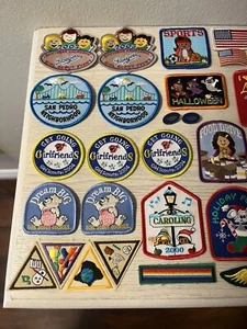 60 Vintage Girl Scout Brownie Leader Patches Badges Pins 2000s Dodgers SoCal Lot - Picture 1 of 4