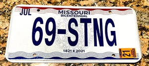 Missouri Kennzeichen STNG 1969 Mustang Boss 429 Shelby GT500 Corvette Stingray - Bild 1 von 4