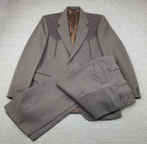 Circle S Blazer Mens 40L Brown Western Suit Jacket Sport Coat W/Pants 32x32 - Picture 1 of 24
