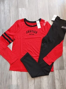 NWT Justice Girls Outfit Logo Top / Active Leggings Size 10 (13) - Picture 1 of 3
